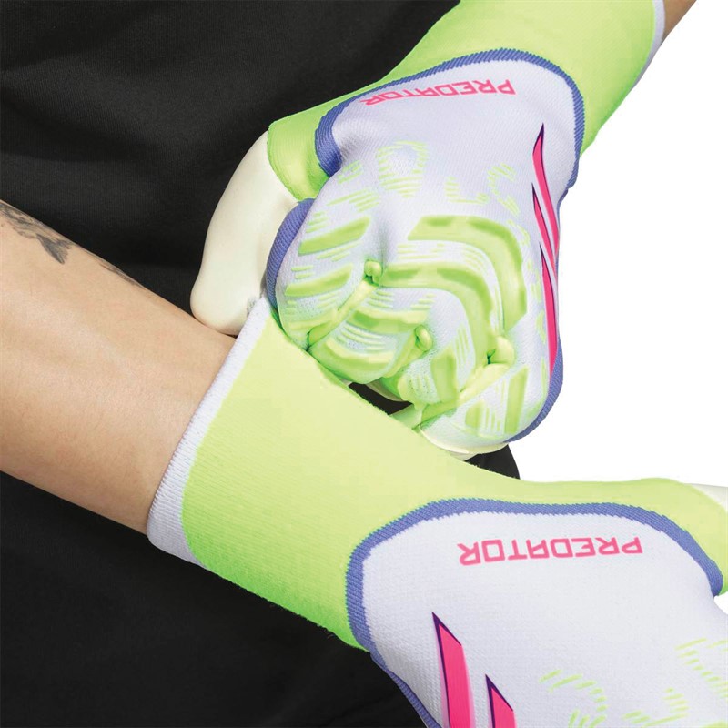 adidas Mens Predator Pro Hybrid Goalkeeper Gloves White/Lucid Lemon/Lucid Pink