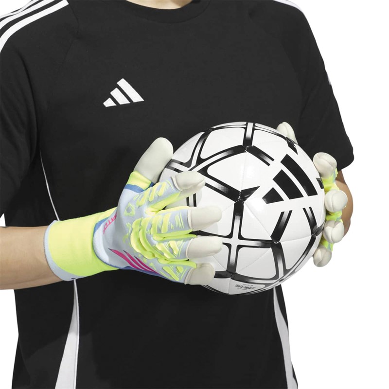 adidas Mens Predator Pro Hybrid Goalkeeper Gloves White/Lucid Lemon/Lucid Pink