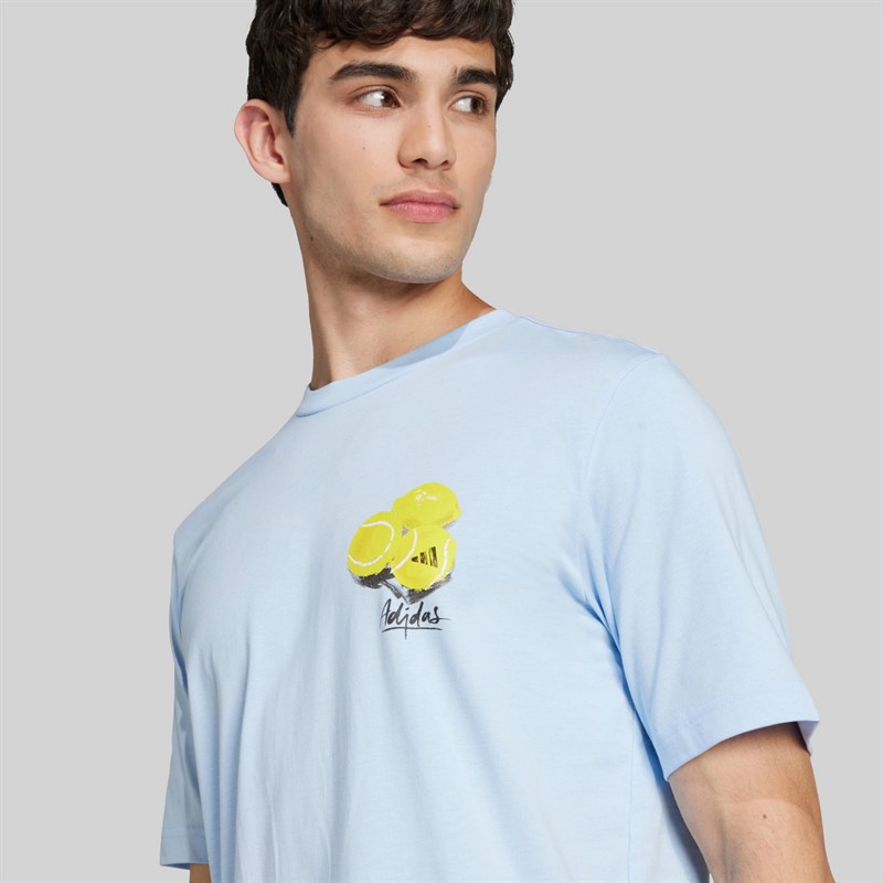 adidas Mens Lounge Still Life Lemons Graphic T-Shirt Glow Blue
