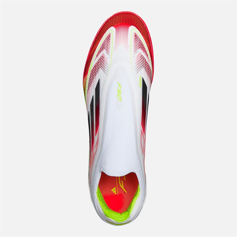 adidas Mens F50 Pro LL Laceless TF Astro Football Boots Cloud White/Core Black/Solar Yellow