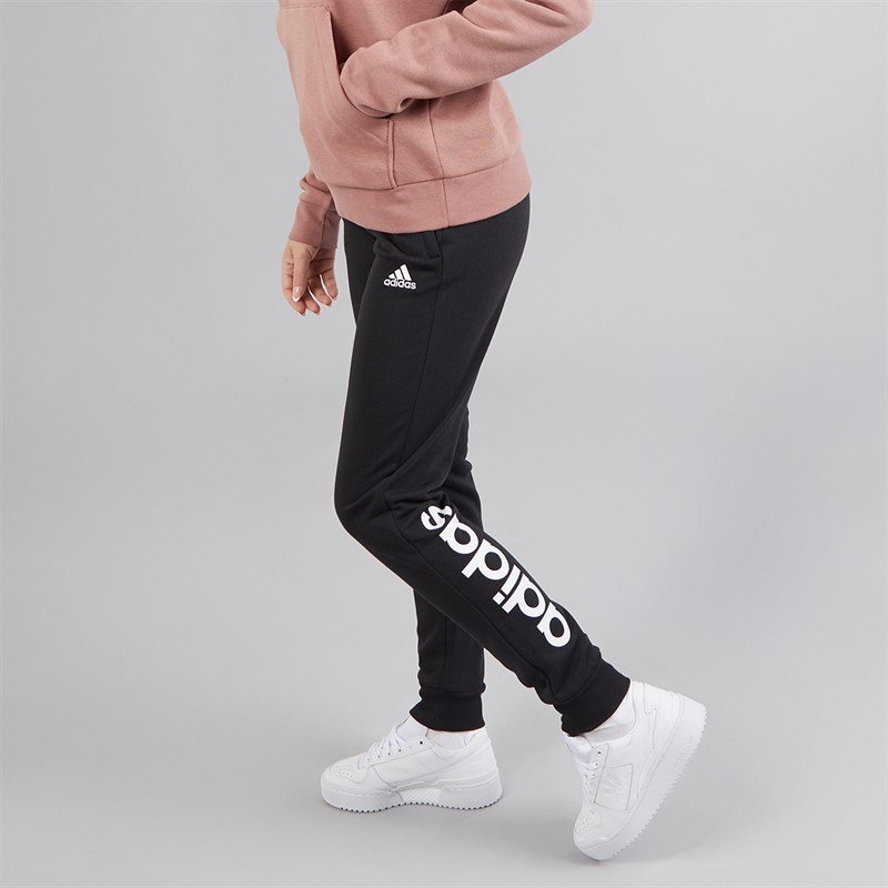 adidas Womens Essentials Logo French Terry Cuffed Joggers Black/White