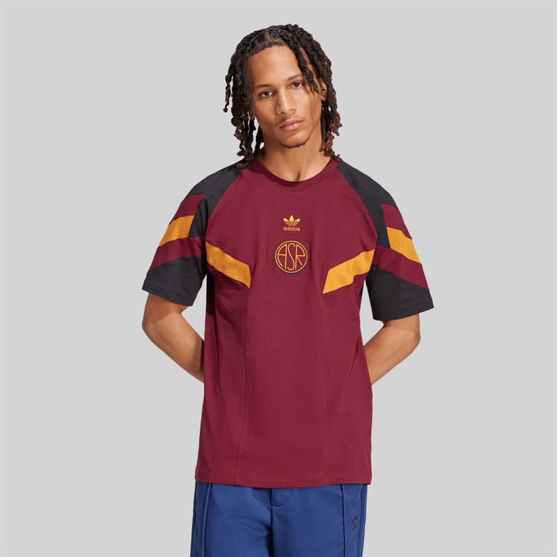 adidas Mens AS Roma OG Icons T-Shirt Team Coll Burgundy 2