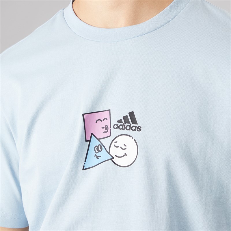 adidas Mens Positivity Shapes Graphic T-Shirt Wonder Blue