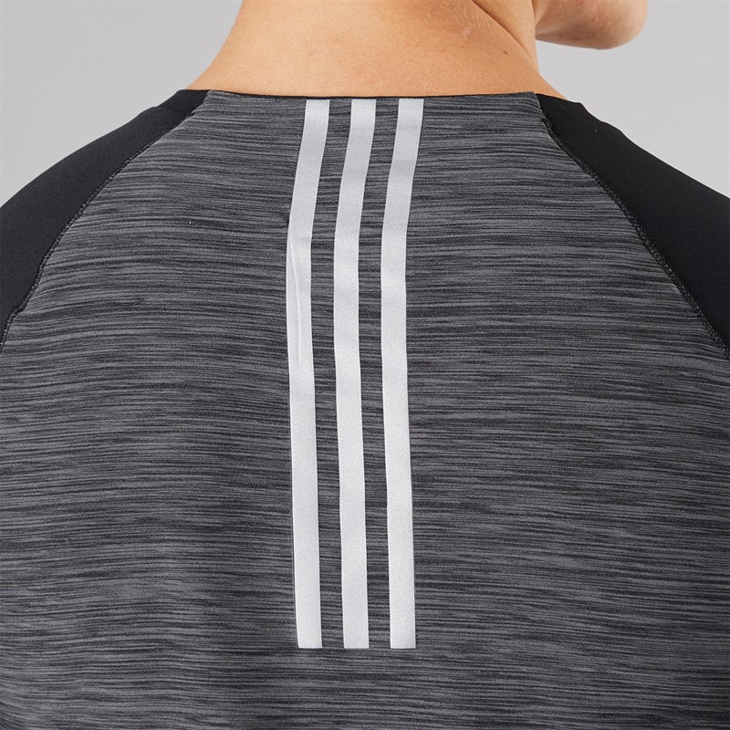 adidas Mens Gym+ 3-Stripes Training T-Shirt Black Melange