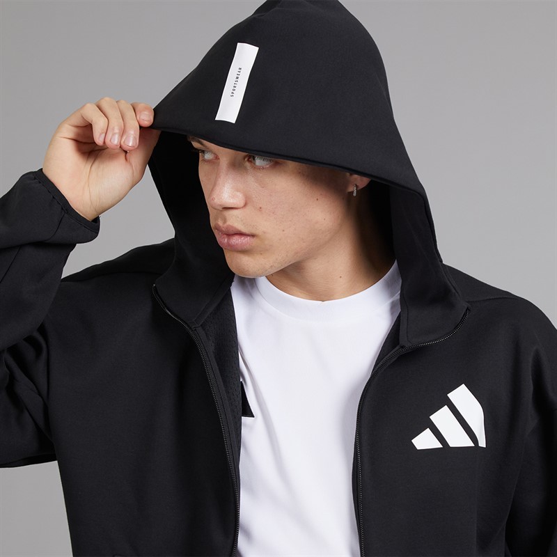 adidas Mens Z.N.E. Full Zip Hoodie Black/White
