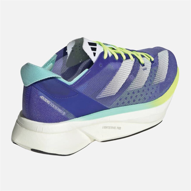 adidas Womens Adizero Adios Pro 3 Neutral Running Shoes Cobalt Blue/Zero Metallic/Lucid Lemon