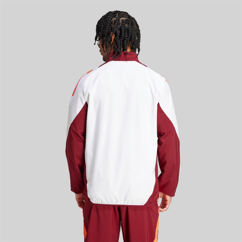 adidas Mens Plus Size AS Roma Presentation Jacket White/Team Coll Burgundy/App Solar Red