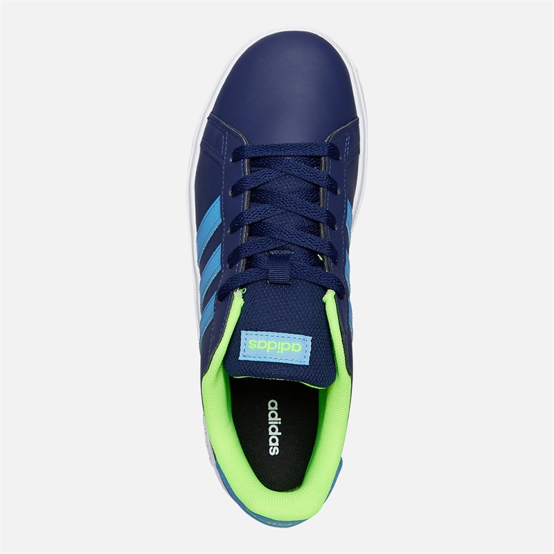 adidas Junior Boys Grand Court 2.0 Trainers Dark Blue/Blue Burst/Lucid Lemon