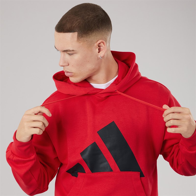 adidas Mens Essentials Big Logo Fleece Hoodie Pure Ruby/Black