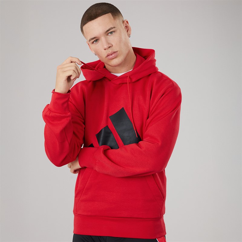 adidas Mens Essentials Big Logo Fleece Hoodie Pure Ruby/Black