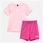 adidas Infant Girls Essentials Linear Logo T-Shirt And Shorts Set Clear Pink/White