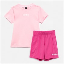 adidas Infant Girls Essentials Linear Logo T-Shirt And Shorts Set Clear Pink/White