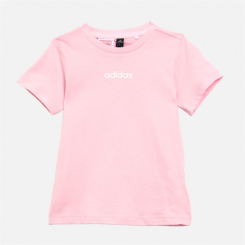 adidas Infant Girls Essentials Linear Logo T-Shirt And Shorts Set Clear Pink/White