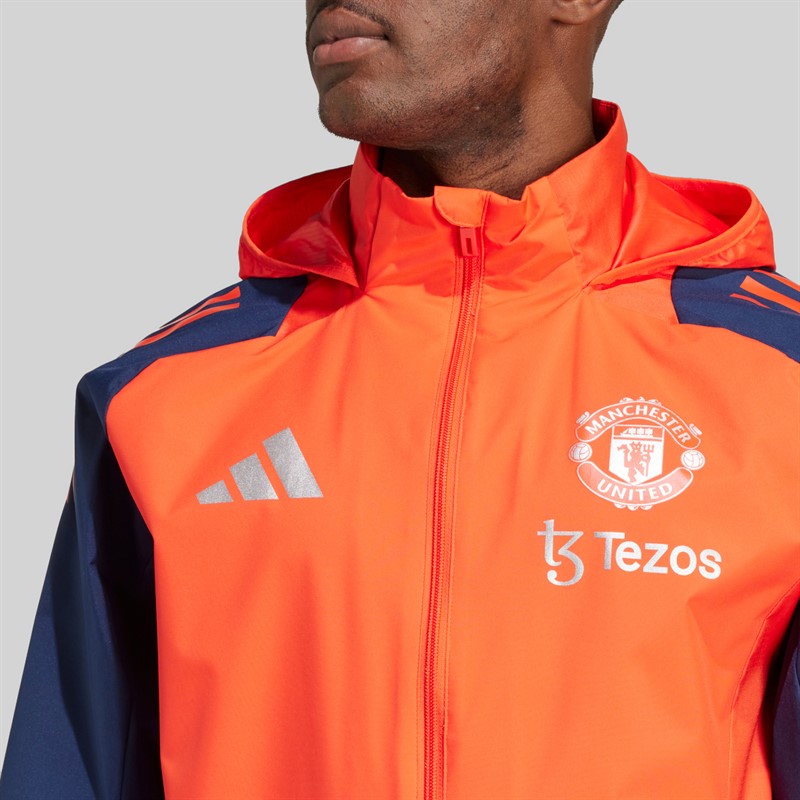 adidas Mens MUFC Manchester United All Weather Jacket Bright Red/Night Indigo