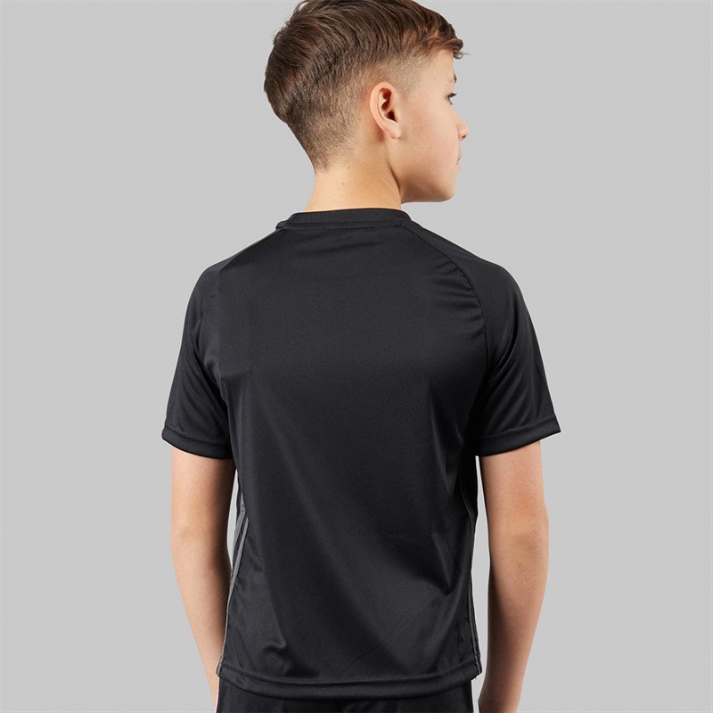 adidas Junior Boys Tiro 25 Essentials T-Shirt Black/Solar Yellow/Grey Six