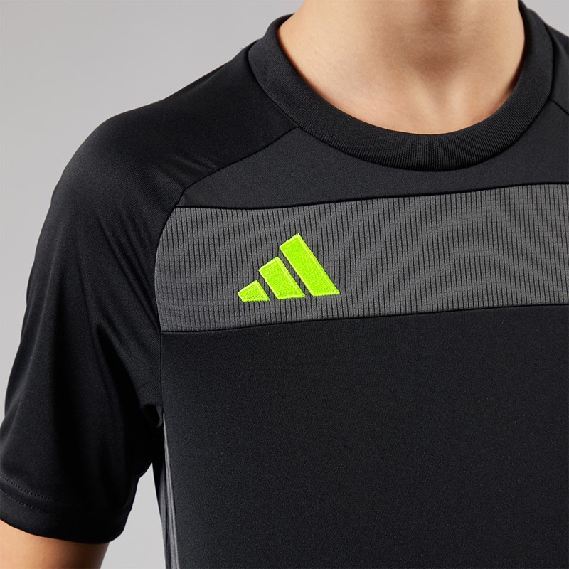 adidas Junior Boys Tiro 25 Essentials T-Shirt Black/Solar Yellow/Grey Six