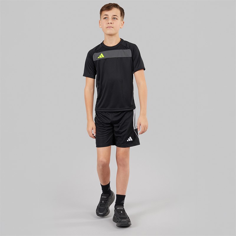 adidas Junior Boys Tiro 25 Essentials T-Shirt Black/Solar Yellow/Grey Six