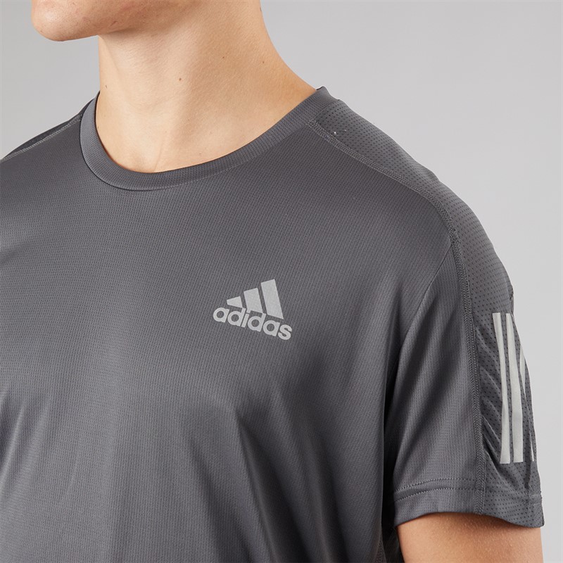 adidas Mens Own The Run Running T-Shirt Grey Six