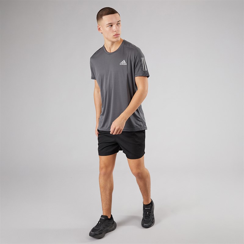 adidas Mens Own The Run Running T-Shirt Grey Six
