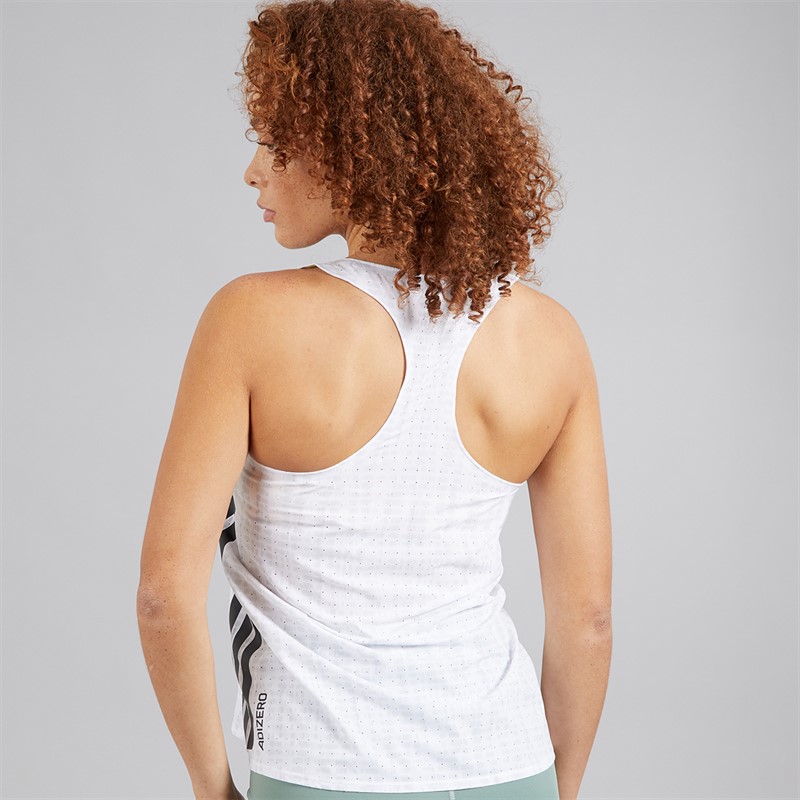 adidas Womens Adizero Running Singlet White/Light Solid Grey