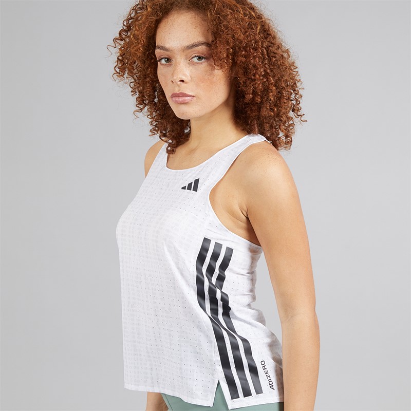 adidas Womens Adizero Running Singlet White/Light Solid Grey