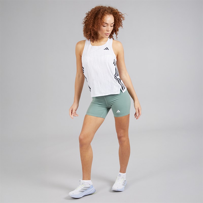 adidas Womens Adizero Running Singlet White/Light Solid Grey