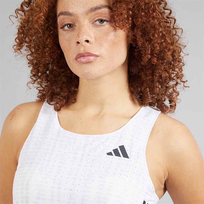 adidas Womens Adizero Running Singlet White/Light Solid Grey