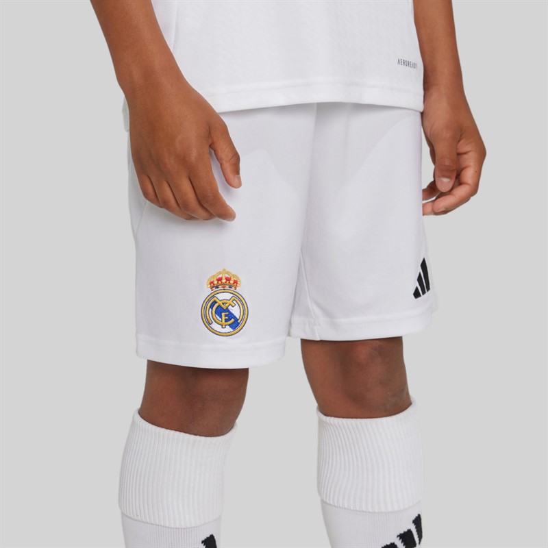 adidas Junior Boys RMCF Real Madrid 24/25 Home Shorts White