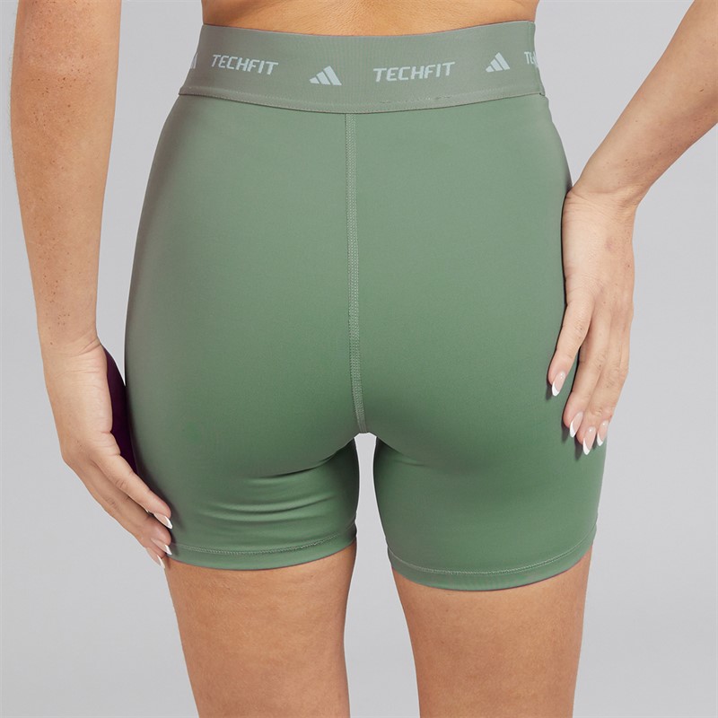 adidas Womens Techfit Tight Short Leggings Silver Green