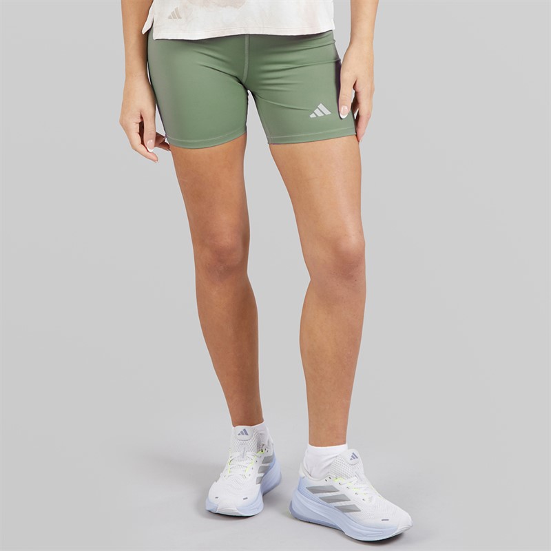 adidas Womens Techfit Tight Short Leggings Silver Green