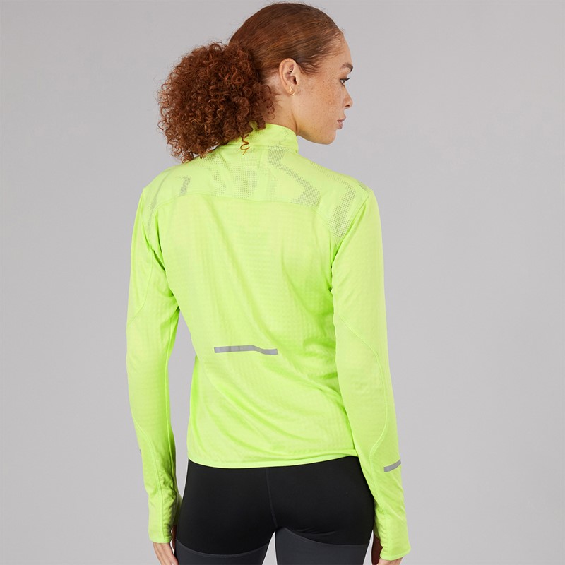 adidas Womens Ultimate Reflective Hi Vis Climawarm 1/2 Zip Running Jacket Pulse Lime