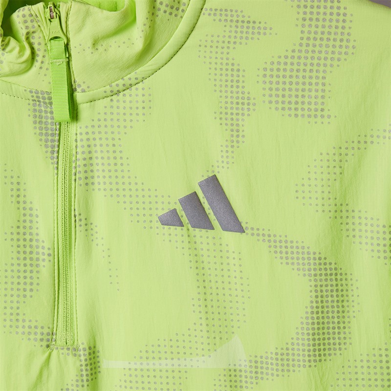 adidas Womens Ultimate Reflective Hi Vis Climawarm 1/2 Zip Running Jacket Pulse Lime