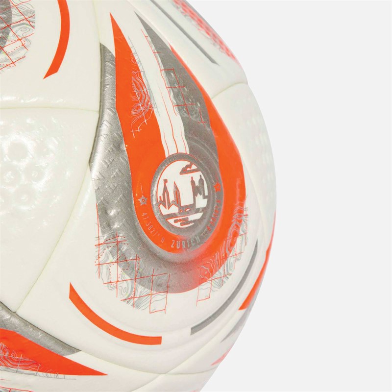 adidas Dame Euro 25 Finale Pro Officiel Kamp Fodbold (FIFA Kvalitet Pro Certificeret) Hvid/Silver Metallic/Lucid Lemon