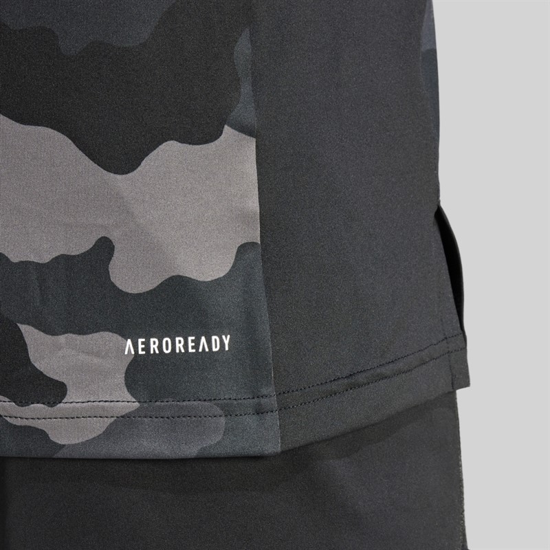 adidas Mens Train Essentials Camo All Over Print T-Shirt Black