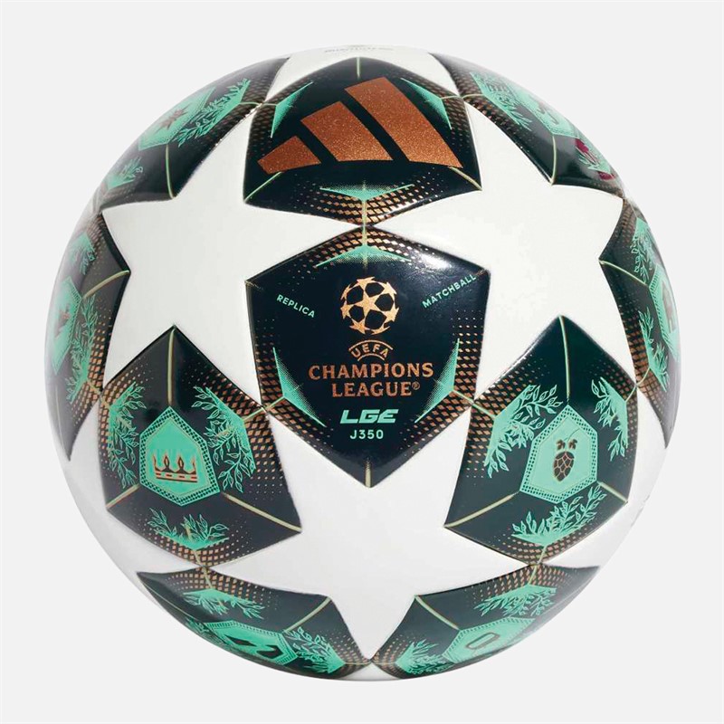 adidas Junior UEFA Champions League 24/25 League J350 350g Training Football White/Shadow Green/Solar Slime