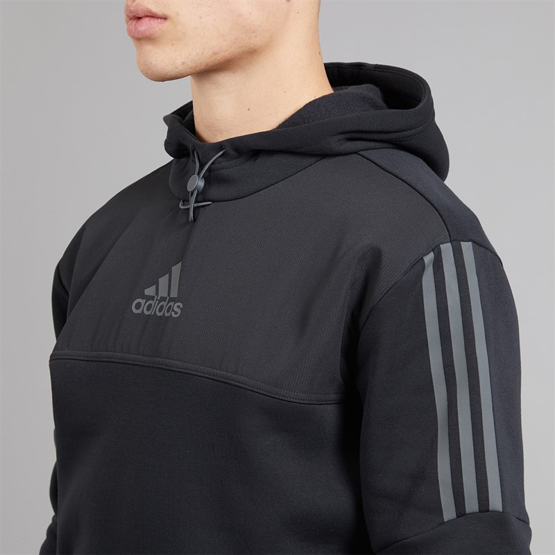 adidas Mens Small Logo Hoodie Black/Solid Grey