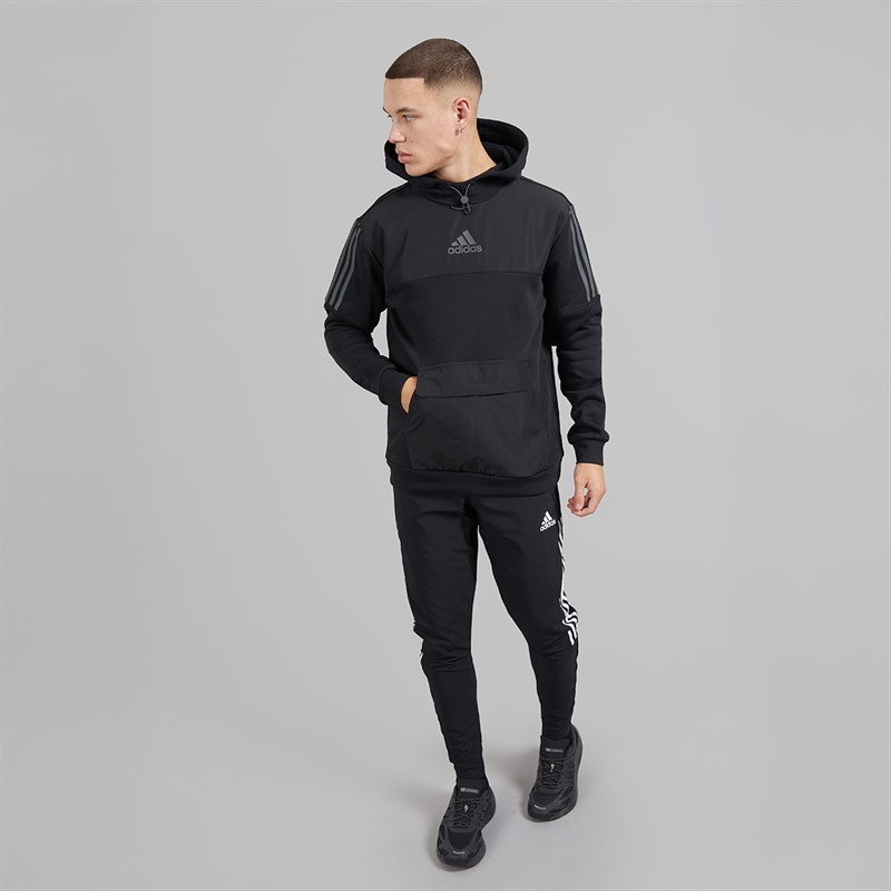adidas Mens Small Logo Hoodie Black/Solid Grey