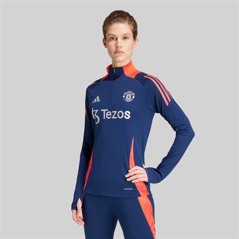 adidas Womens MUFC Manchester United Training Top Night Indigo/Bright Red