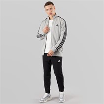 adidas Mens 3-Stripes French Terry Tracksuit Medium Grey Heather/Black