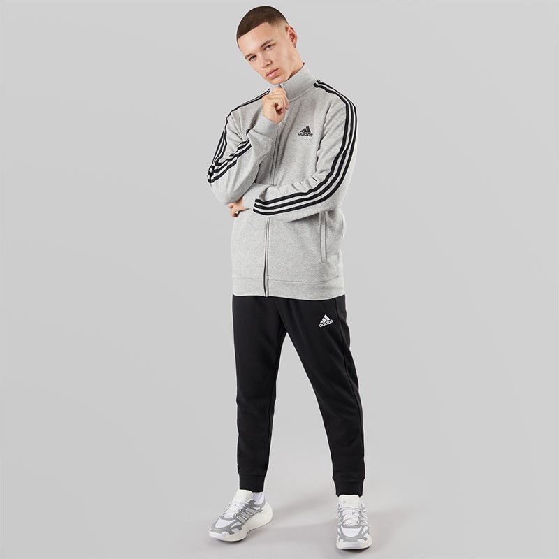 adidas Mens 3-Stripes French Terry Tracksuit Medium Grey Heather/Black