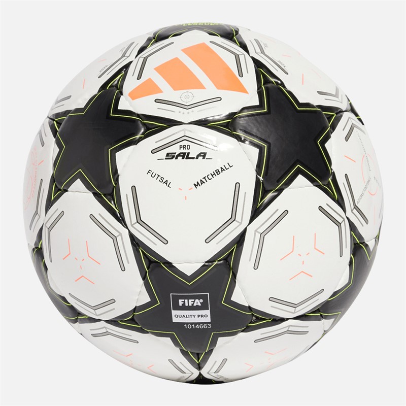 adidas UEFA Champions League 24/25 Pro Sala Match Futsal (FIFA Quality Pro Certificeret) Hvid/Sort/Platinum Metallic/Team Solar Yellow