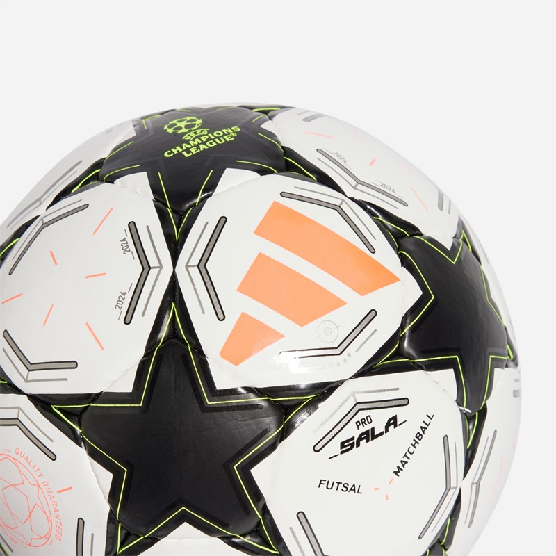 adidas UEFA Champions League 24/25 Pro Sala Match Futsal (FIFA Quality Pro Certificeret) Hvid/Sort/Platinum Metallic/Team Solar Yellow