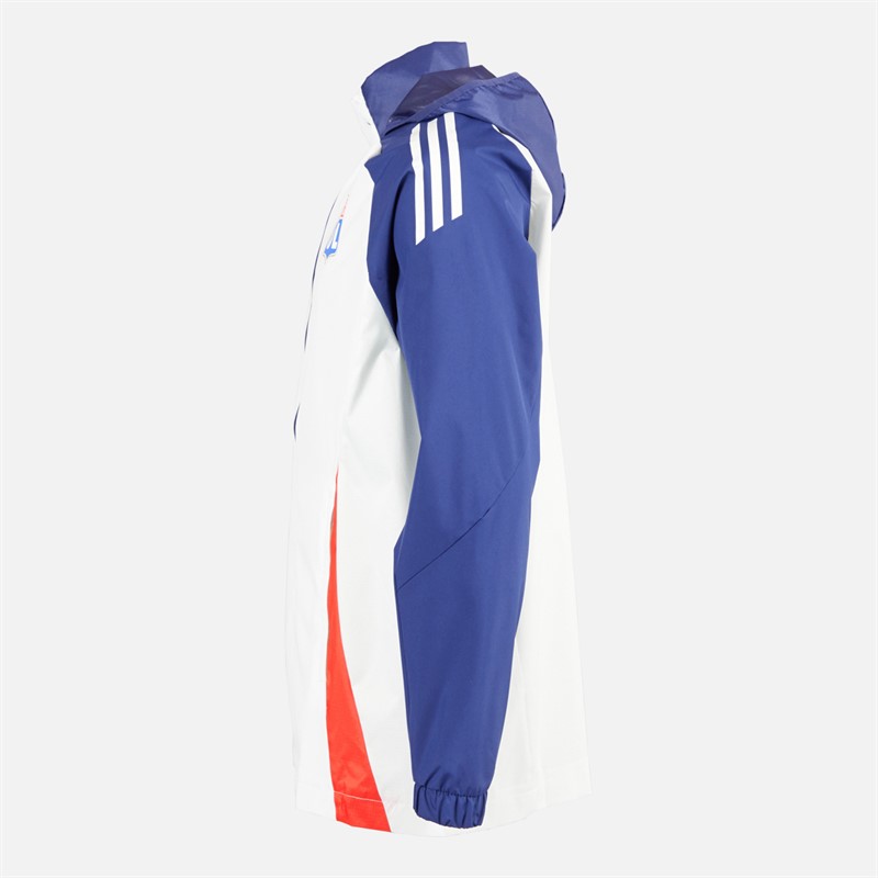 adidas Herre OL Olympique Lyon All Weather Jakke White Tint/Midnight Indigo/Bright Red