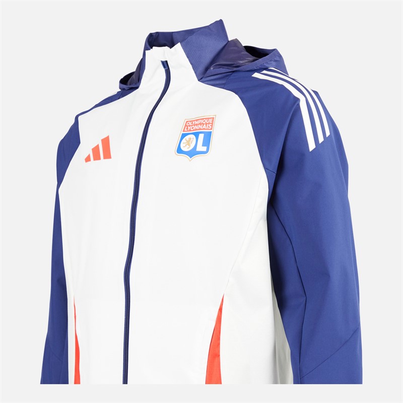 adidas Herre OL Olympique Lyon All Weather Jakke White Tint/Midnight Indigo/Bright Red