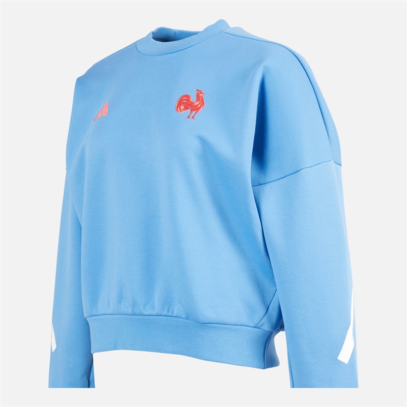 adidas Damen FFR Frankreich Rugby Z.N.E. Reise Sweatshirt Focus Blue