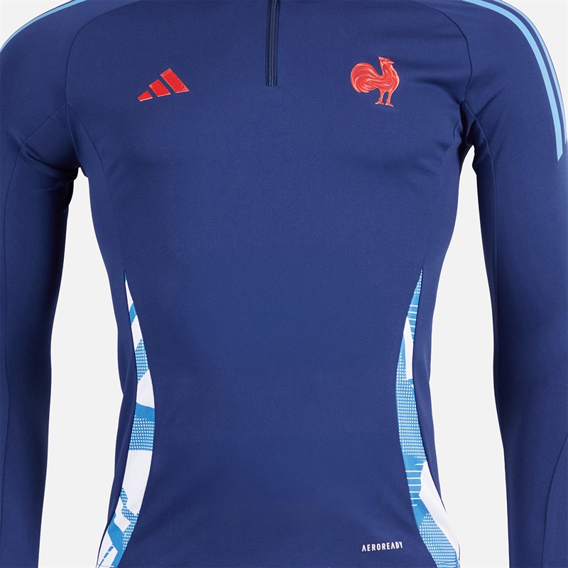 adidas Damen FFR Frankreich Rugby Trainings Oberteil Dark Blue