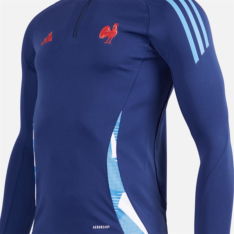adidas Damen FFR Frankreich Rugby Trainings Oberteil Dark Blue