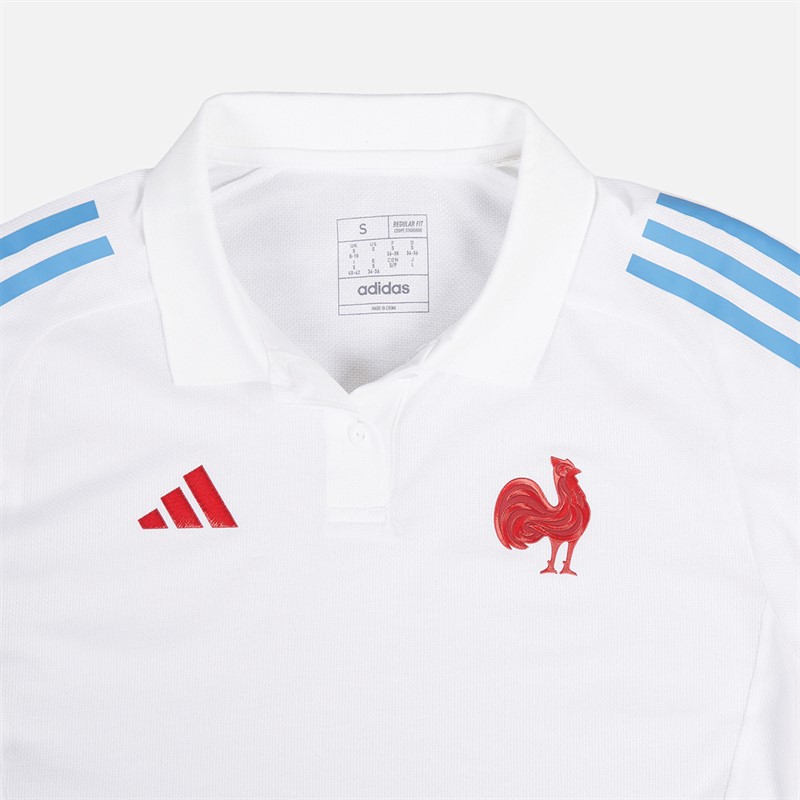 adidas Damen FFR Frankreich Rugby Training Polo Weiß