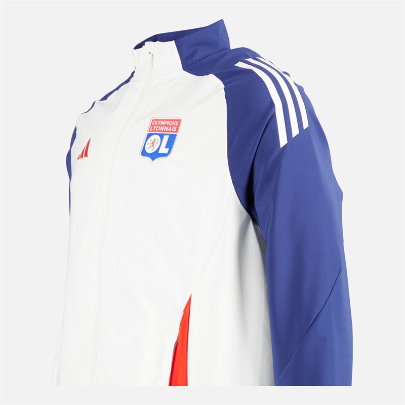 adidas Herre OL Olympique Lyon Præsentationsjakke White Tint/Midnight Indigo/Bright Red