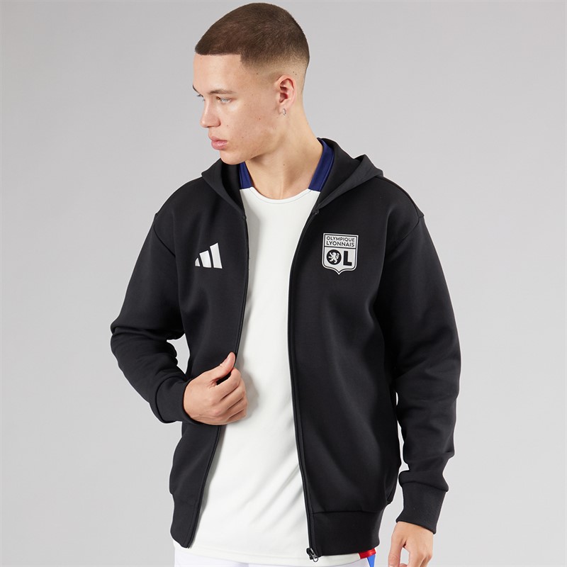 adidas Olympique Lyon kurtka rozgrzewkowa dla niego kolor Czarny